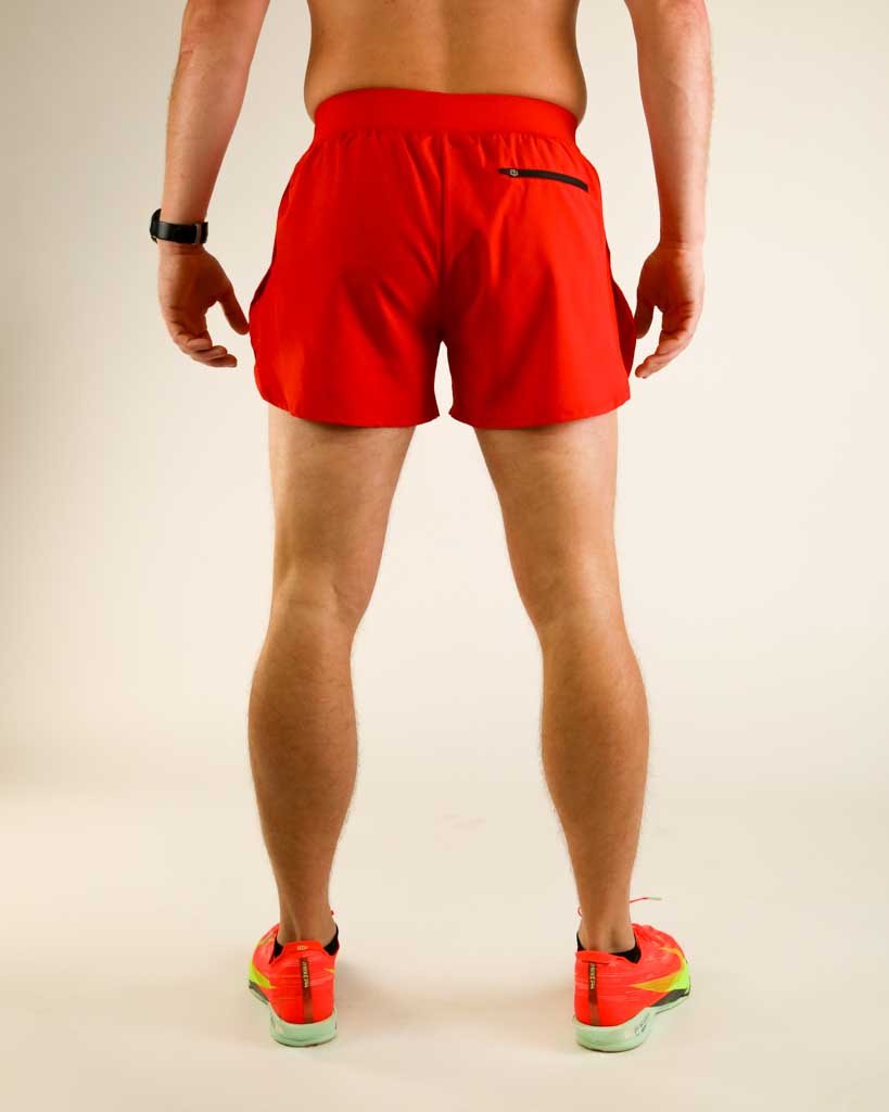 Men's Red 4" Half Split Shorts
