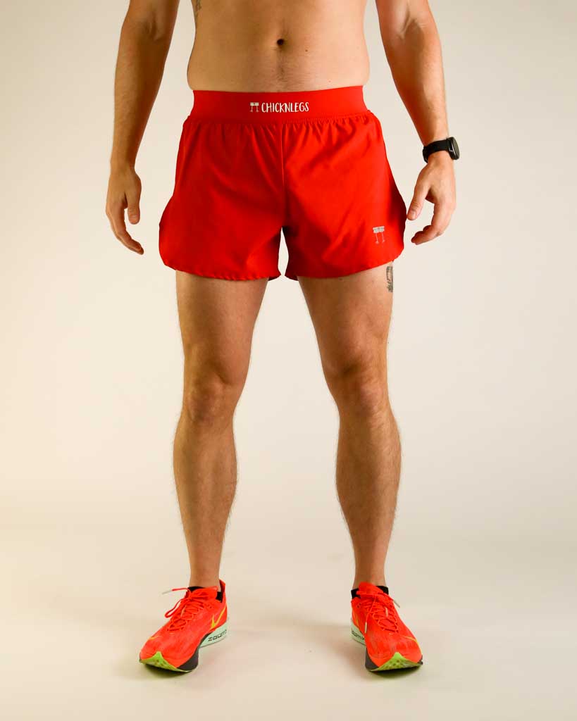 Men's Red 4" Half Split Shorts