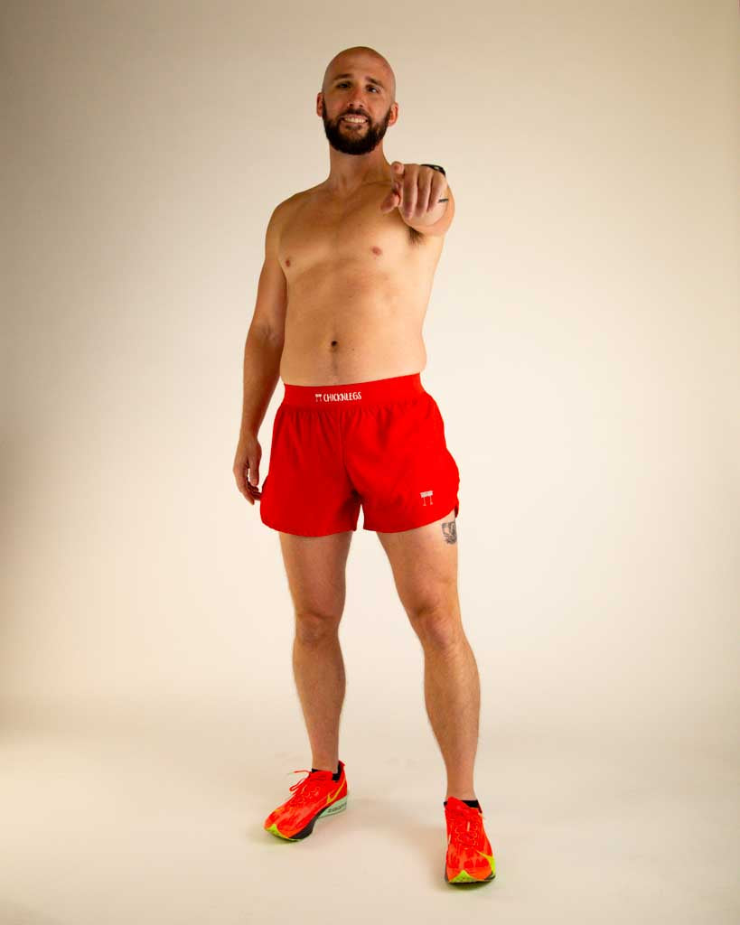 Men's Red 4" Half Split Shorts