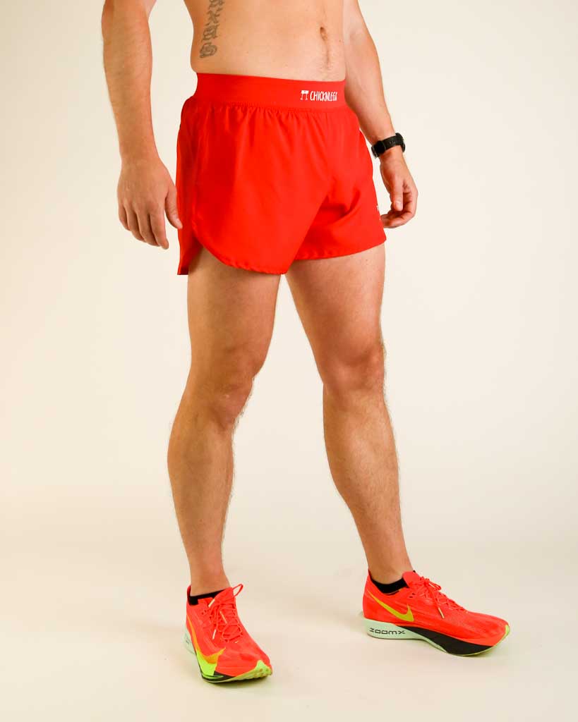 Men's Red 4" Half Split Shorts