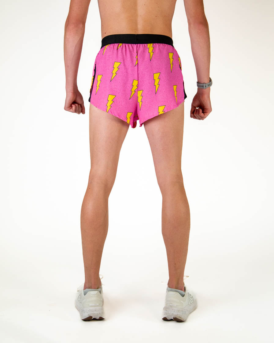 Men's Pink Bolts 2" DS Split Shorts