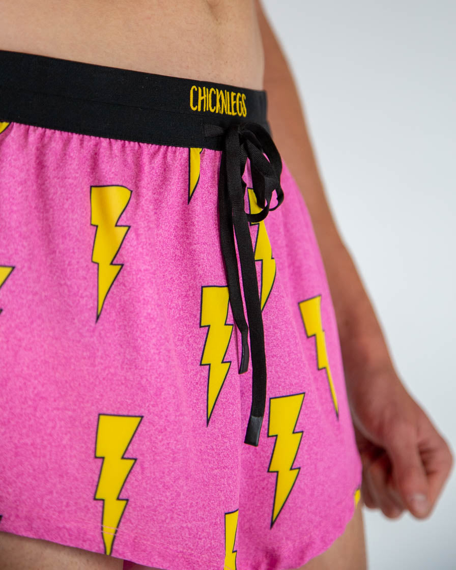 Men's Pink Bolts 2" DS Split Shorts