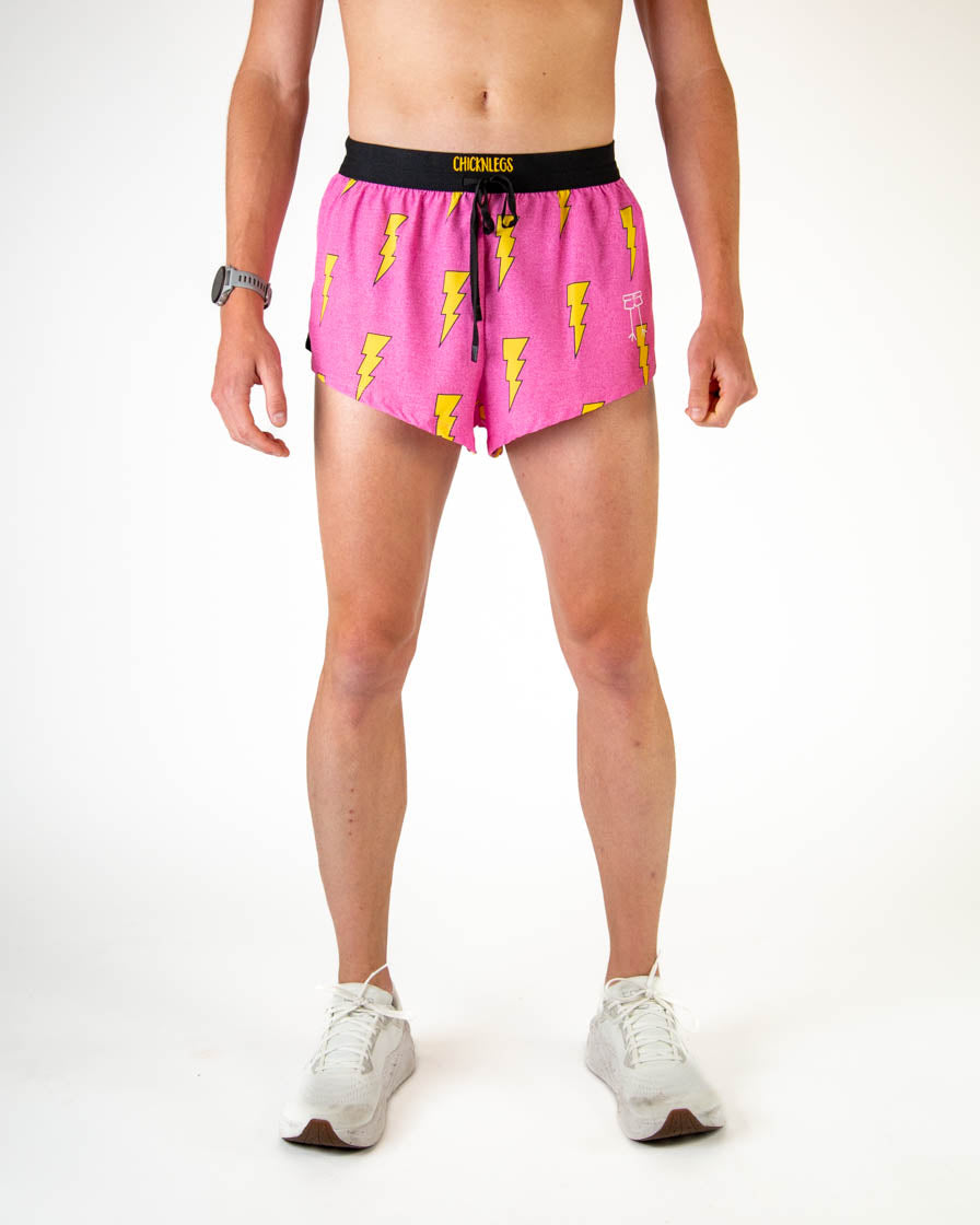 Men's Pink Bolts 2" DS Split Shorts