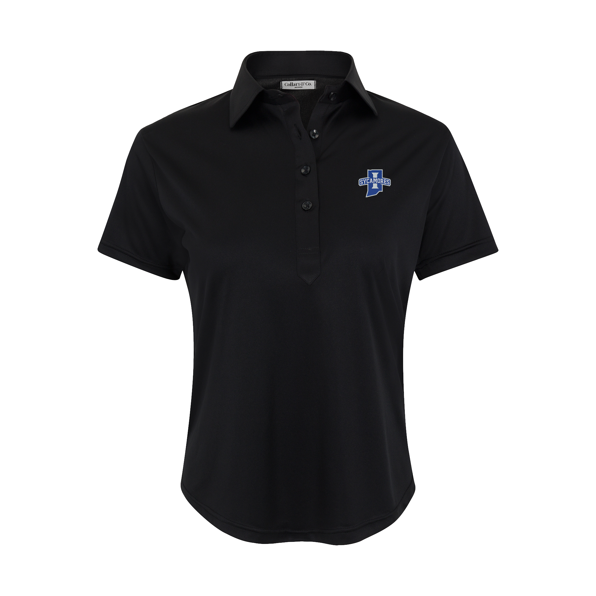 Indiana State Women's Cap Sleeve Semi Spread Polo Black