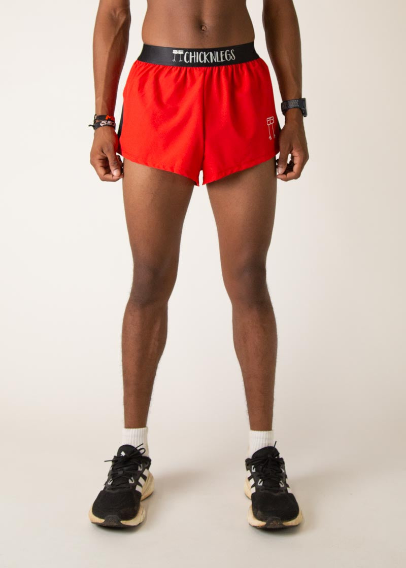 Men's Red 2" Split Short
