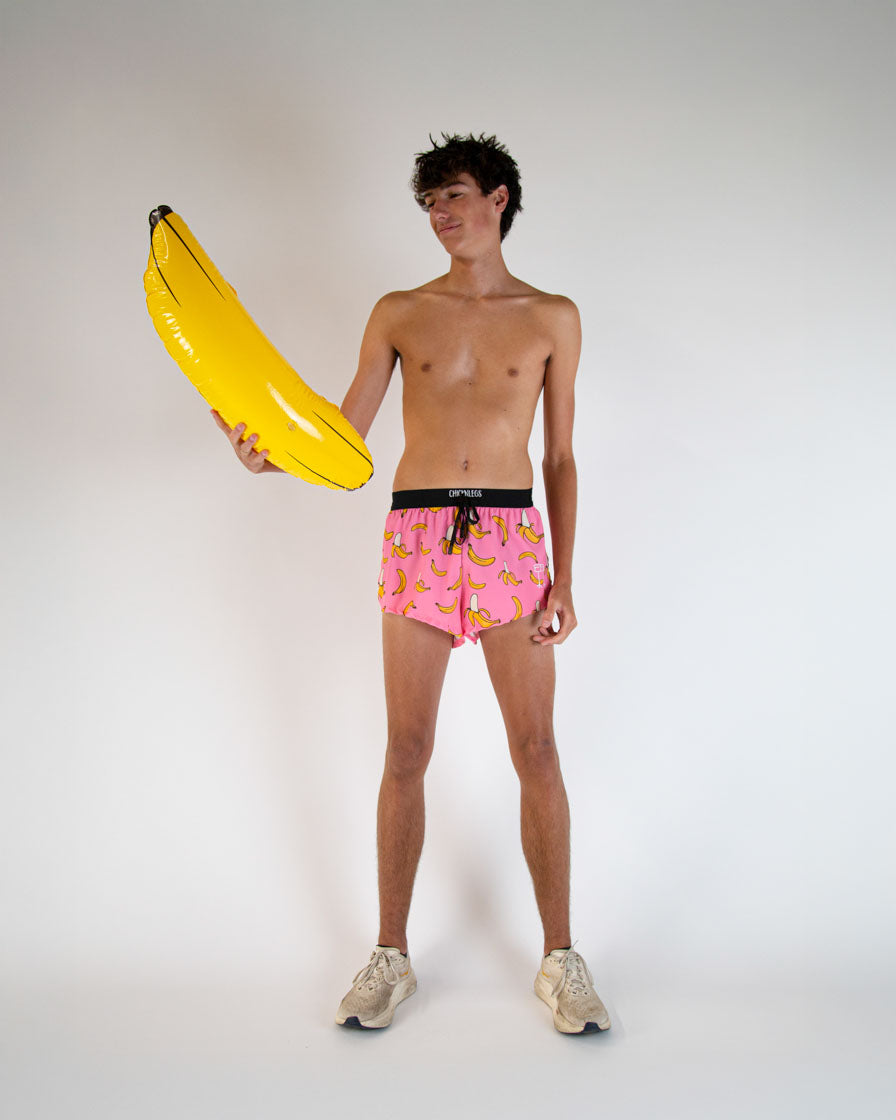 Men's Pink Bananas 2" DS Split Shorts