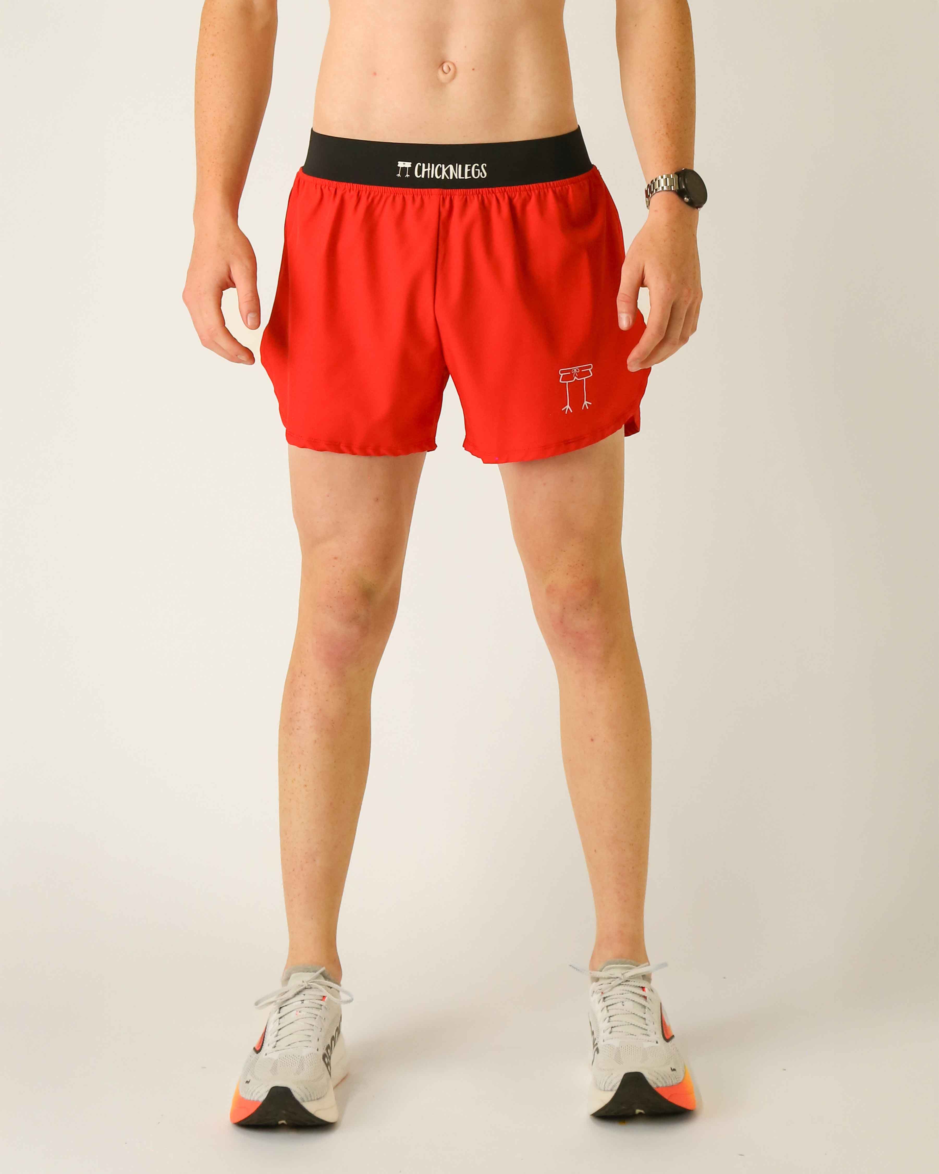 Men's Red 4" Half Split Short