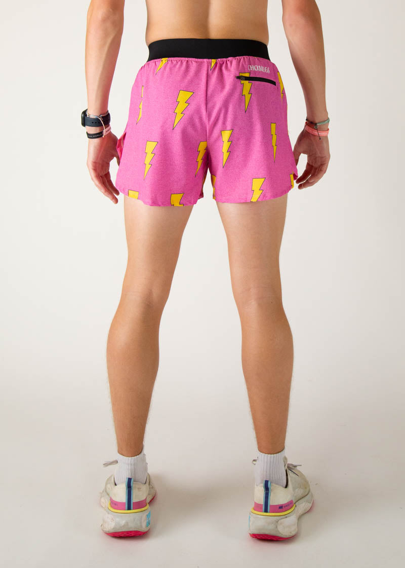 Men's Pink Bolts 4" Half Split Shorts