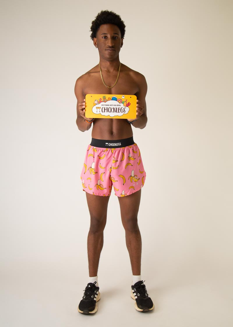 Men's Pink Bananas 4" Half Split Shorts
