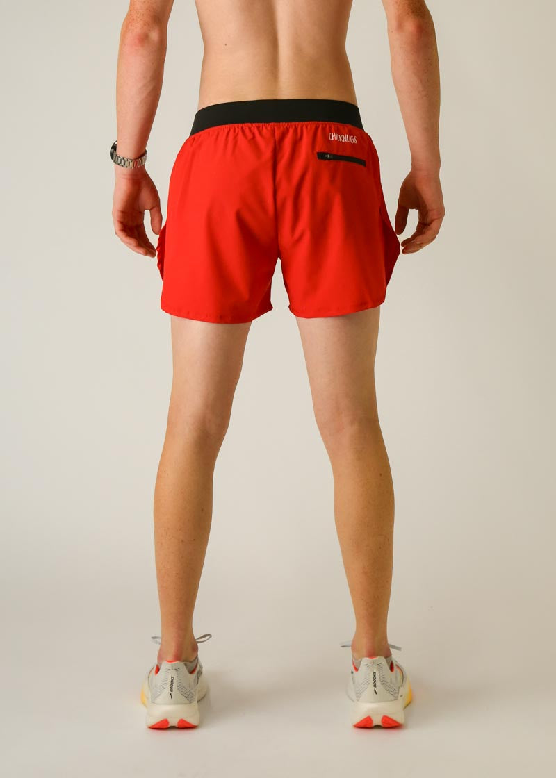 Men's Red 4" Half Split Short