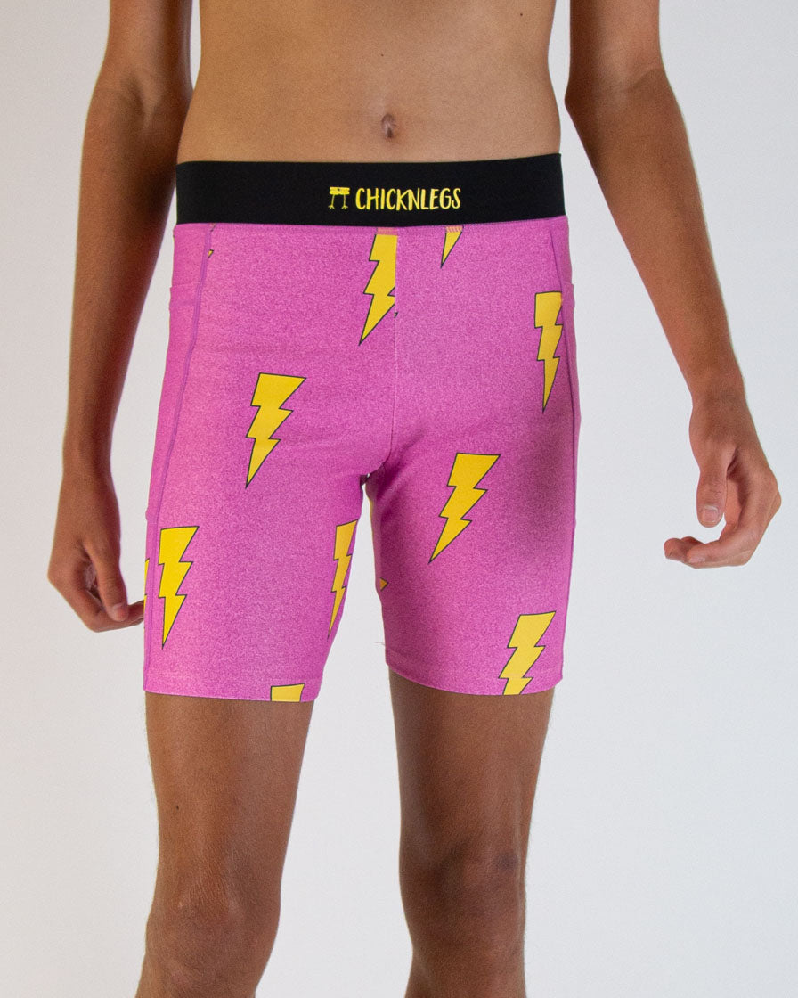 Men's Pink Bolts 8" Half Tights